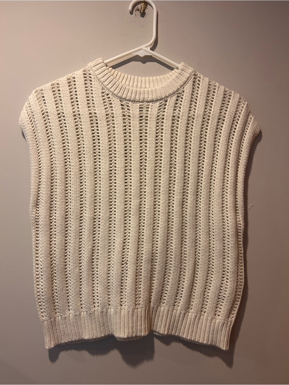 Moon & Madison Knit Sweater Vest Cream XS Cotton‎ Blend Y2K Capsule Boho Indie